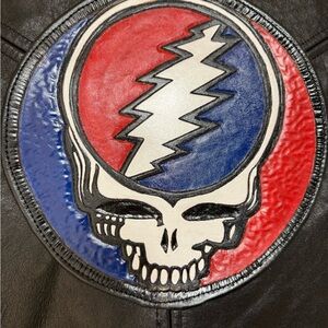 Black Leather Jacket with Steelie Patch